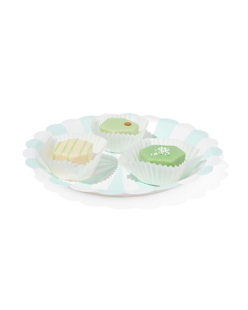assiette à gâteau bleue clair rayée lot de 8