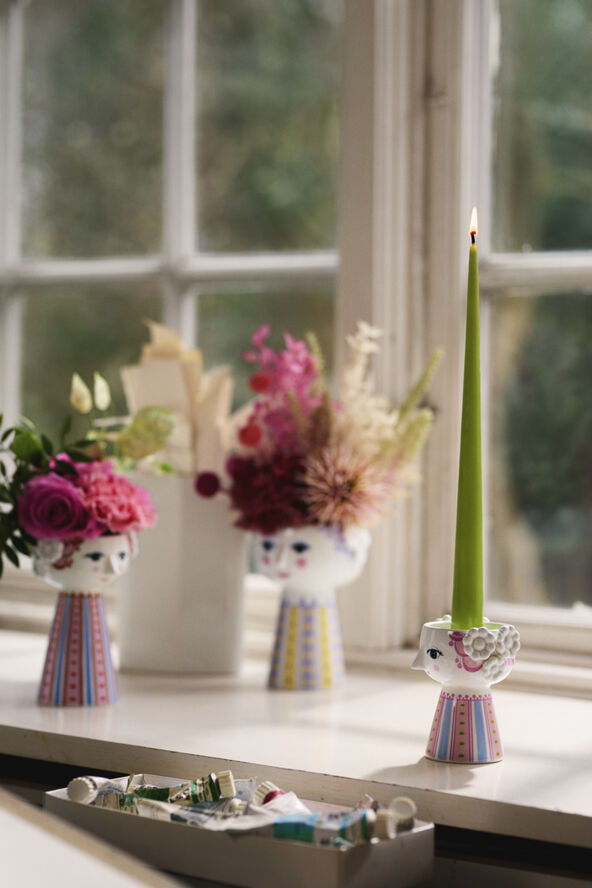 Bjørn Wiinblad Eva Lysestage H9. 5 cm pink Lyserød