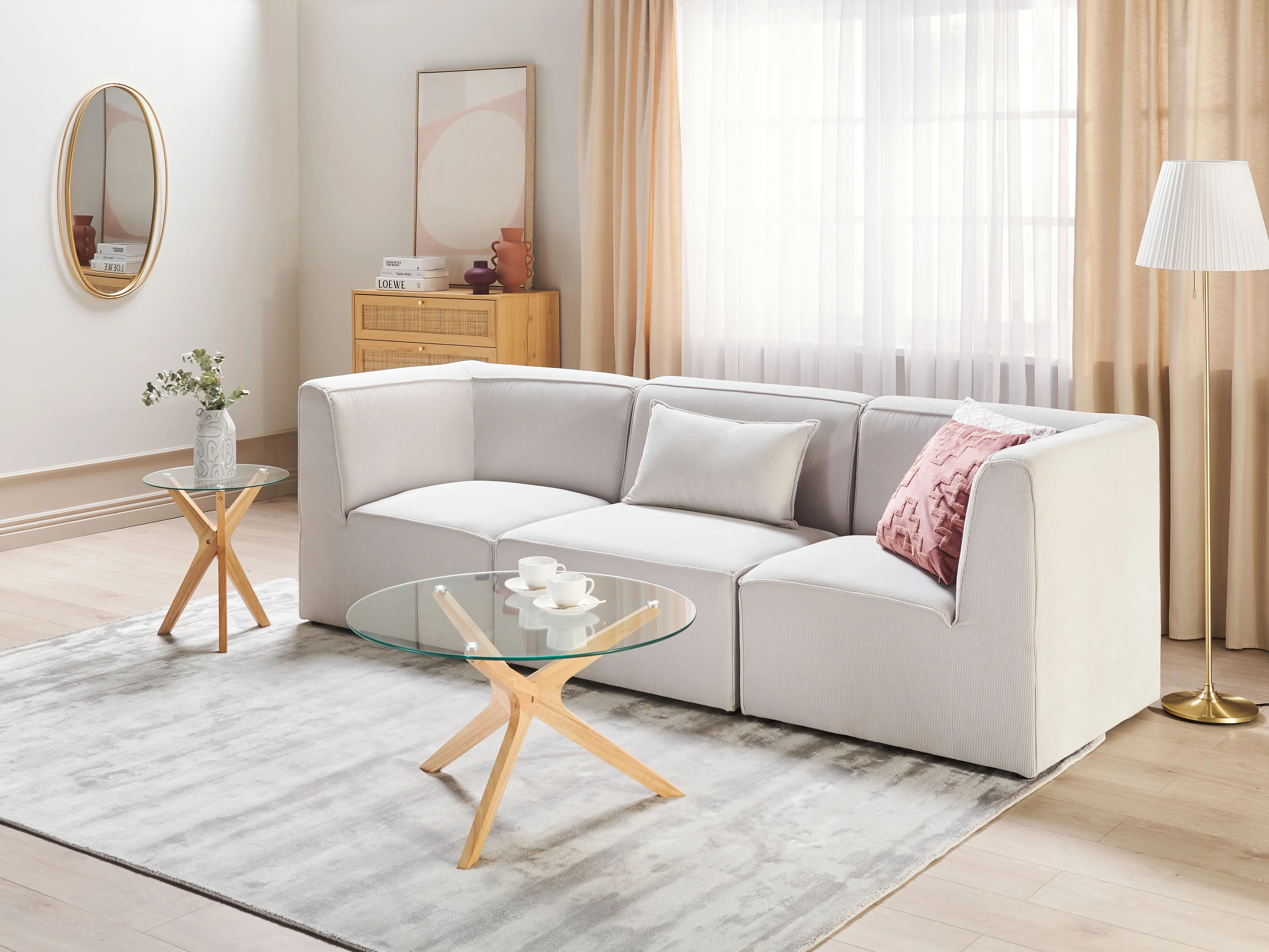 Modulaire bank 3-zits LEMVIG Corduroy Gebroken wit