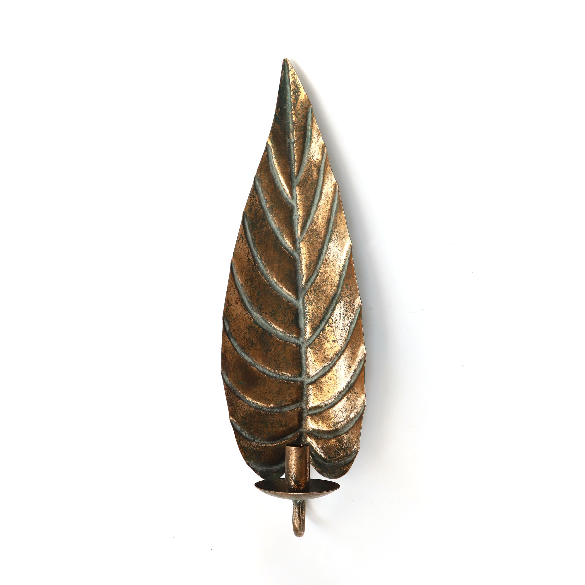 Wand-Kerzenhalter 'Grünlilie', antik kupfer, H 45,5 cm, B 13,5 cm, L 10 cm von fischer's lagerhaus