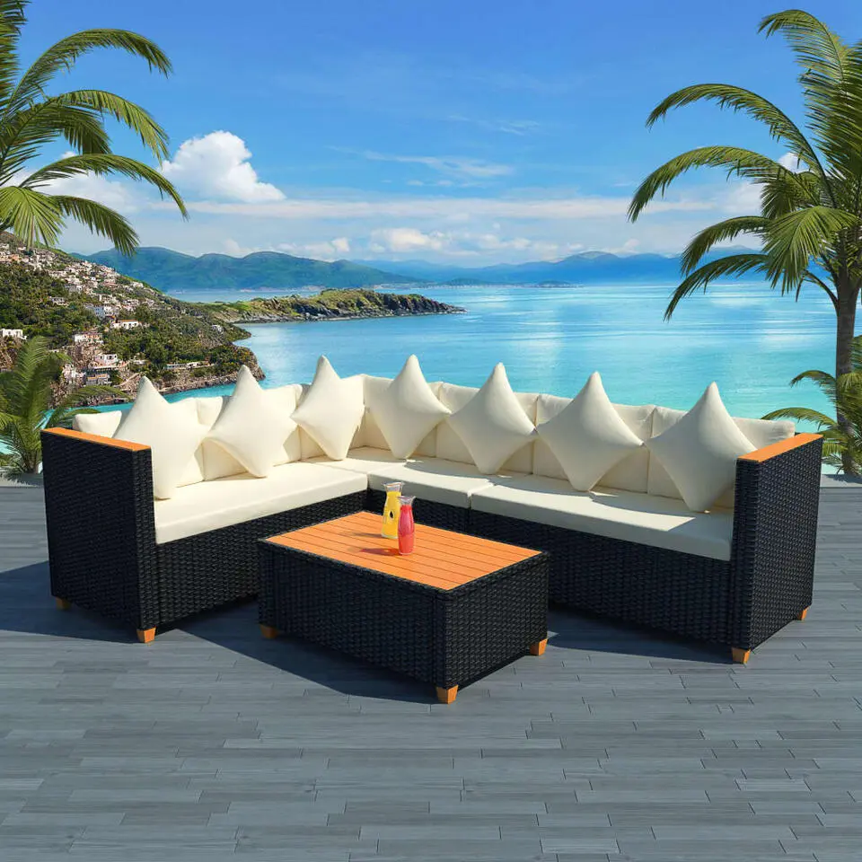 vidaXL - Tuinmeubilair - Zwart - Poly rattan