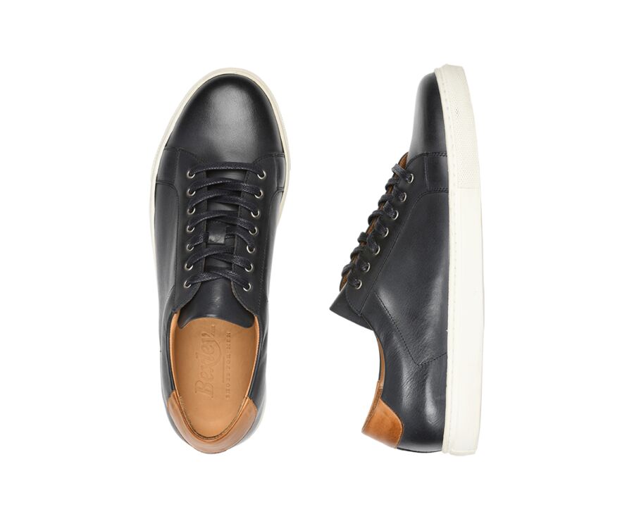 Sneakers cuir homme Navy Patiné - INGLEWOOD