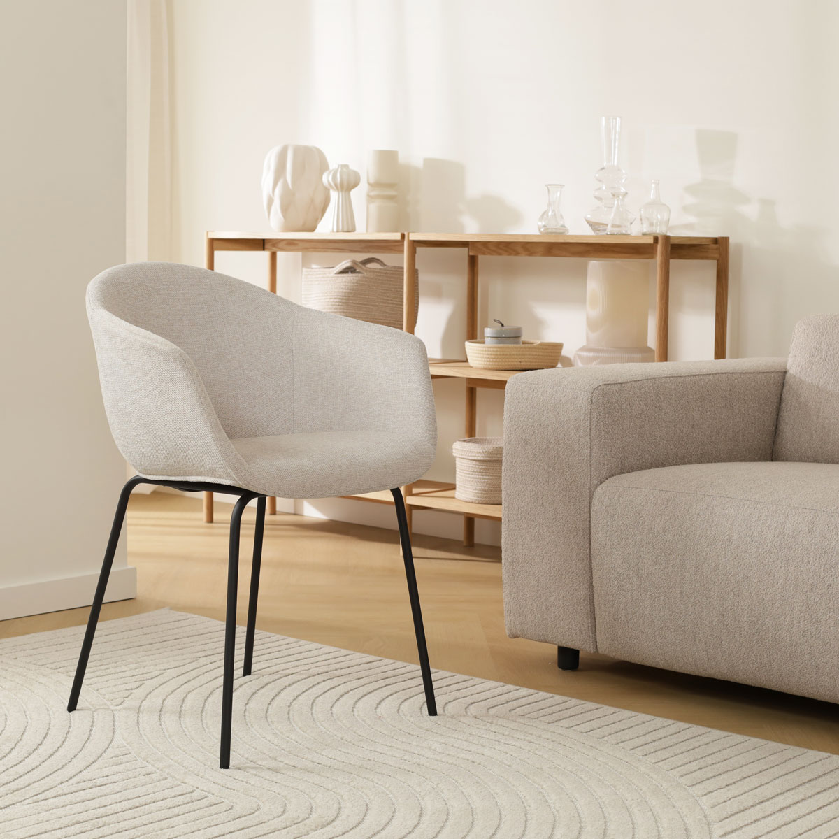 Eetkamerstoel Nora-Otis beige - zwart onderstel