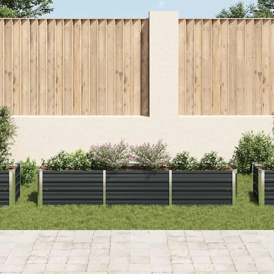 vidaXL - Verhoogde Tuinbak - Antraciet - Staal