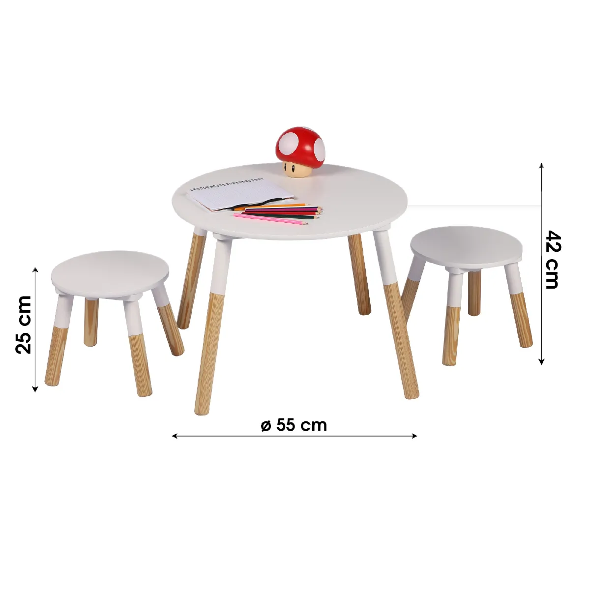 Toilinux Tolinux Table Dream et tabourets - Blanc et bois