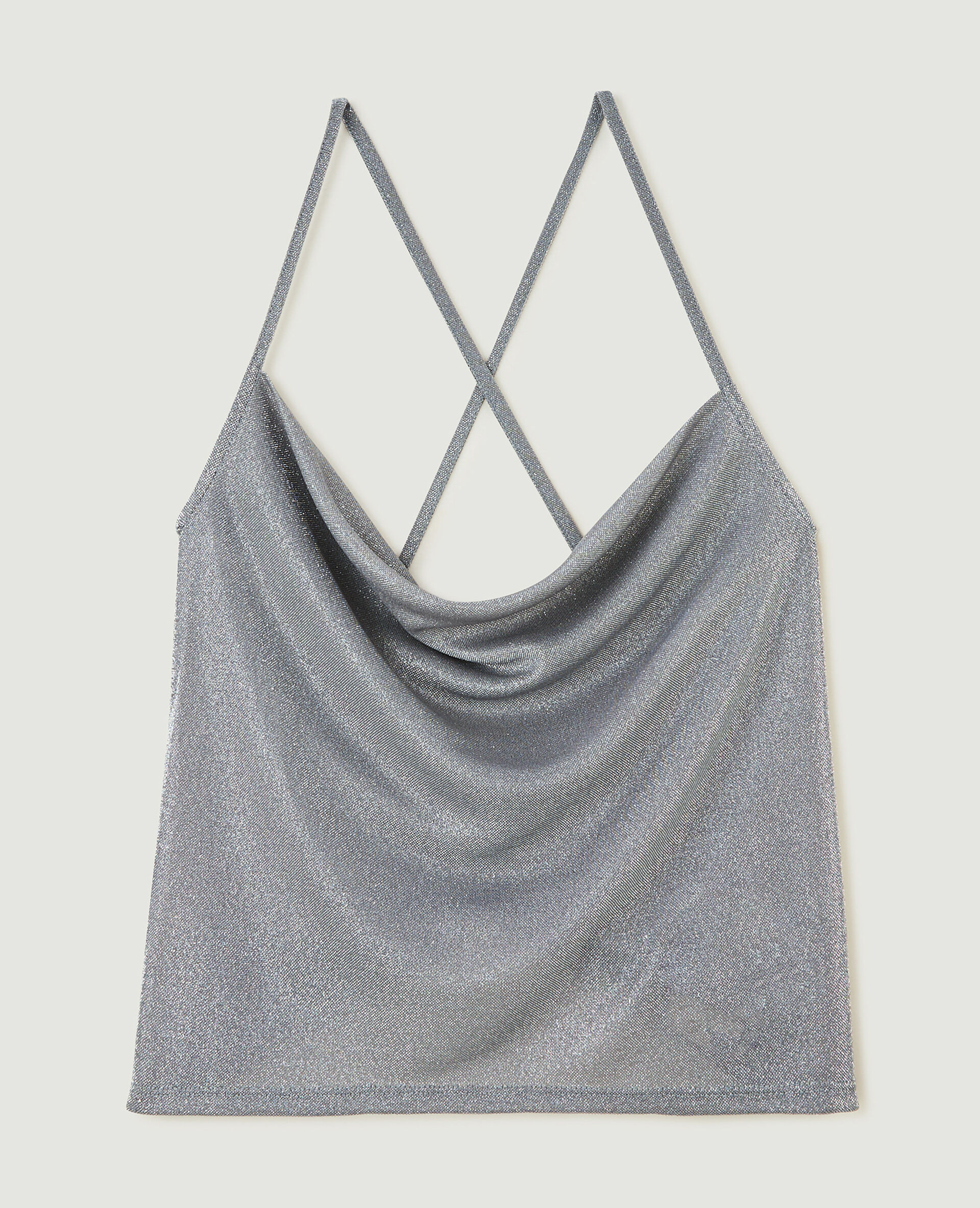 Top col bénitier avec lurex - Gris clair