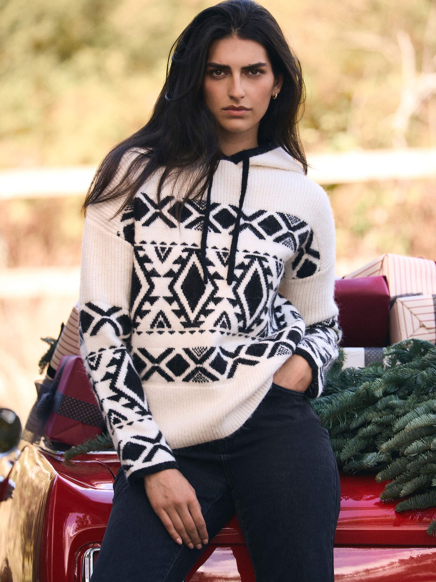 Mint Velvet Fair Isle Knit Hood Jumper