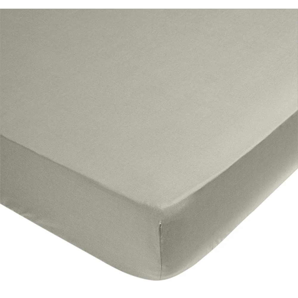 Drap housse uni gris 1 personne 90x190cm