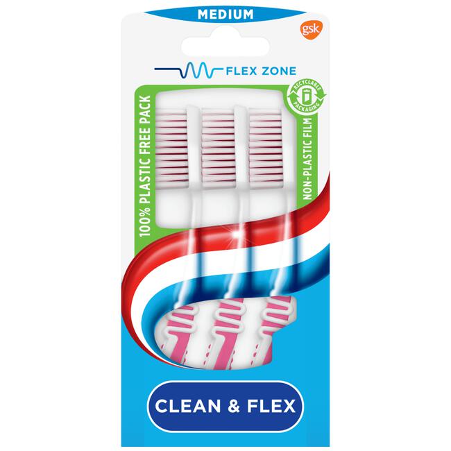 Aquafresh Clean & Flex Medium dagelijkse Tandenborstel 2+1 gratis
