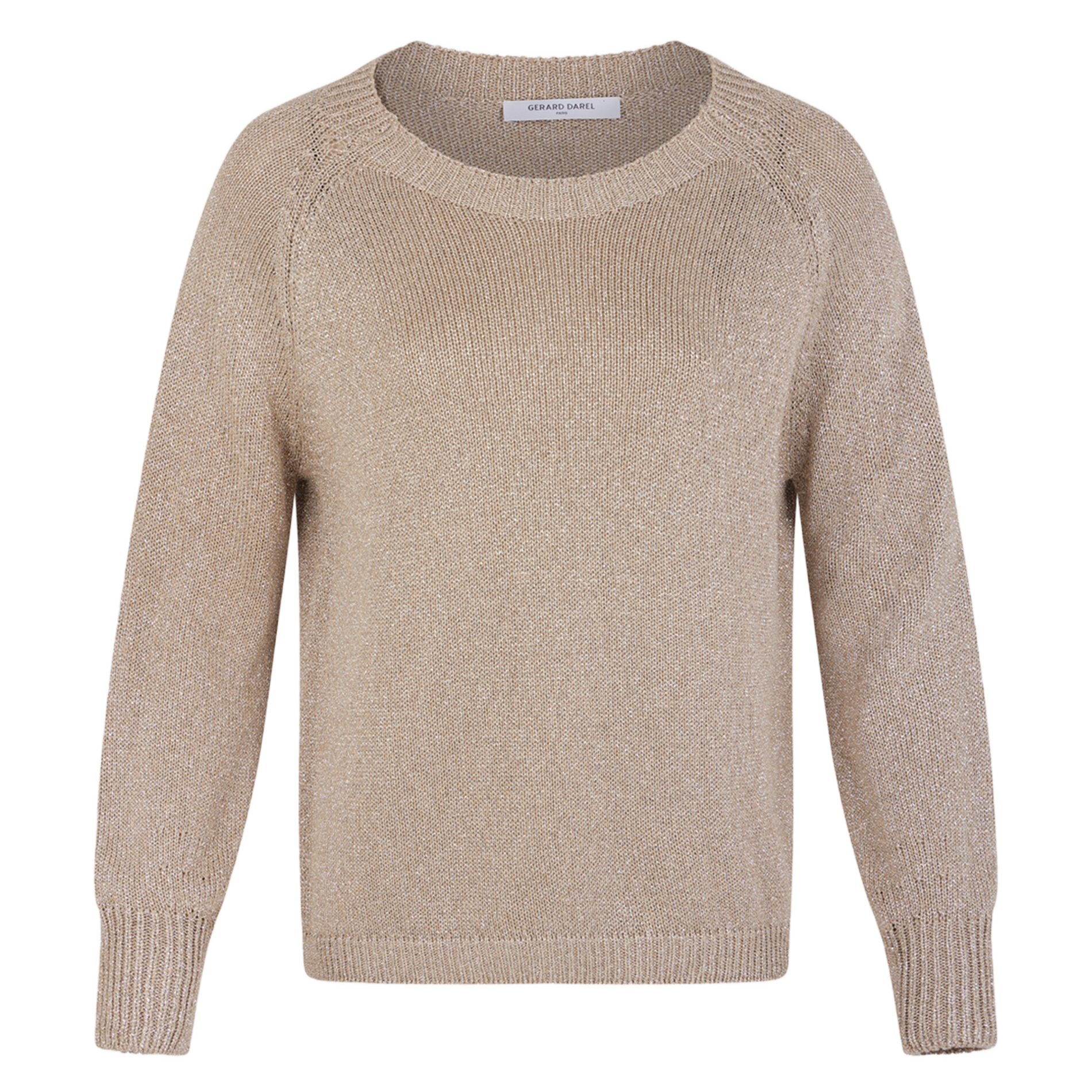 JAYLIN - Pull fin col rond en lurex | Beige