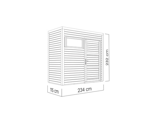 Cubo 1 tuinhuis met vloer, 234 x 121 cm, naturel