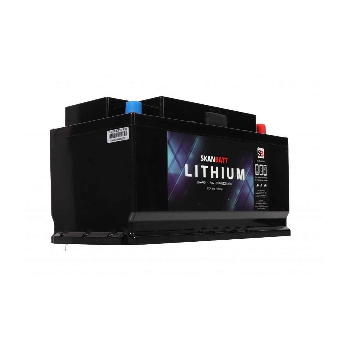 SKANBATT Bluetooth Lithium Batteri 12V 98AH 100A BMS - BOBILBATTERI