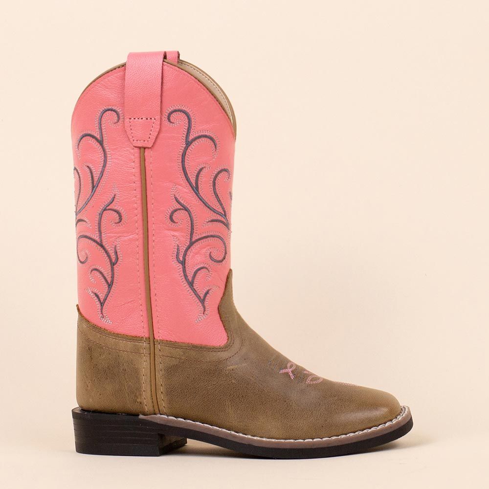 Old West BSC1869 cowboylaarsjes Roze - Bruin