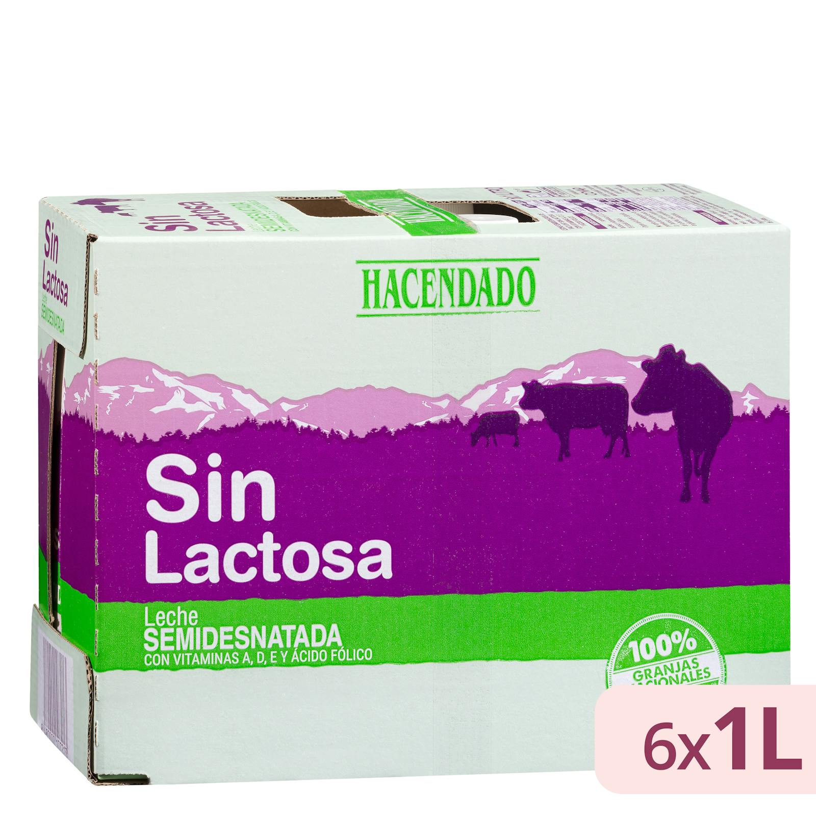 Lait demi-écrémé sans lactose Hacendado