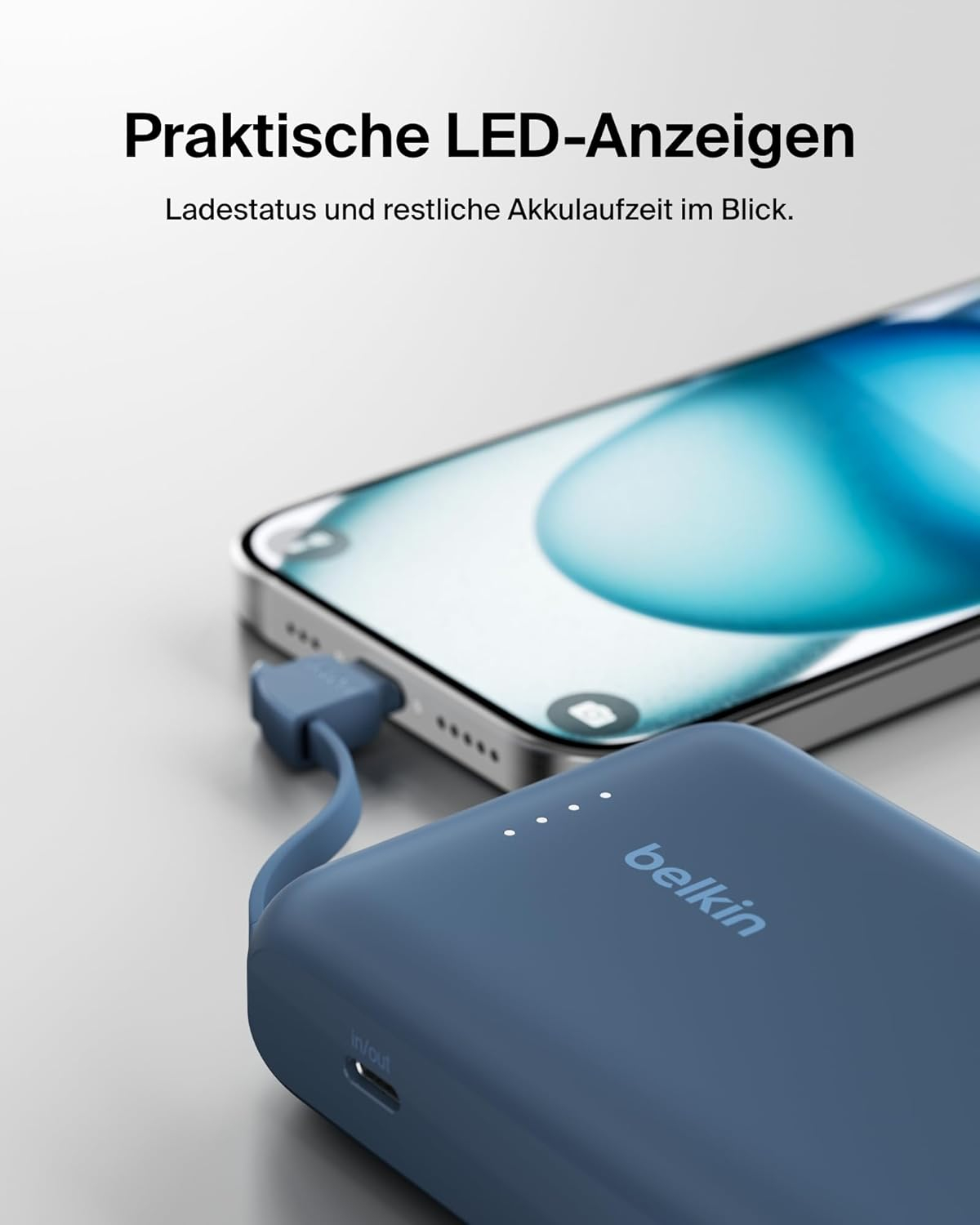 (20W) 10000mAh BoostCharge USB C Powerbank Ladegerät inkl. USB C Ladekabel mit LED Anzeige (BPB021HQBL) - Blau