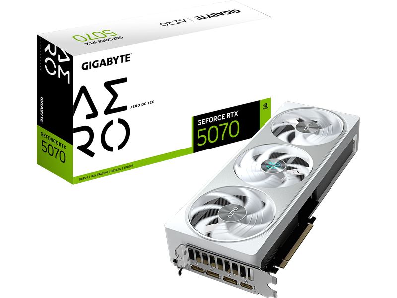 Gigabyte Grafikkarte GeForce RTX 5070 AERO OC 12 GB Gigabyte Grafikkarte mit 12 GB GDDR7 Speicher
