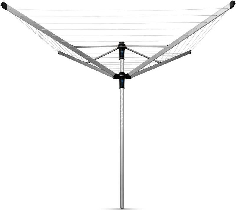 Brabantia Lift-O-Matic Advance Droogmolen - met Kunststof Betonanker, Beschermhoes en Wasknijpertasje - 60 m - Metallic Grey