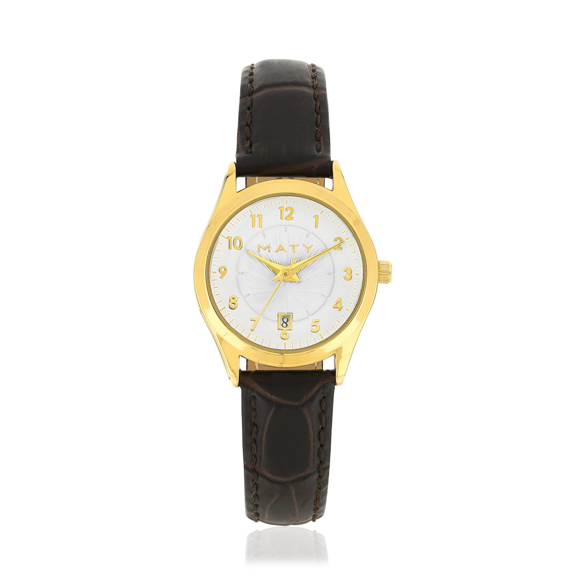 Montre femme dorée bracelet cuir marron