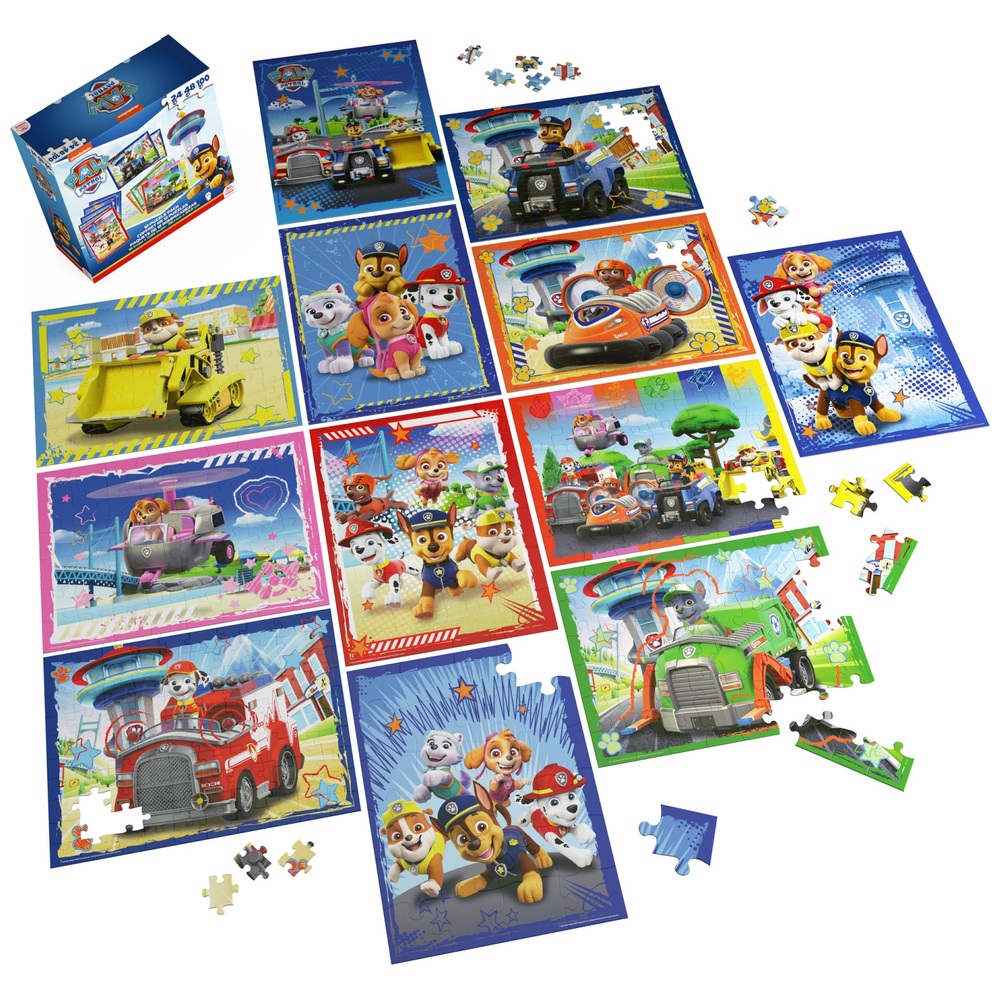 PAW Patrol: 12 in a Box Bumper Jigsaw Puzzle Pack ( 5 x 24 Teile, 5 x 48 Teile, 2 x 100 Teile)