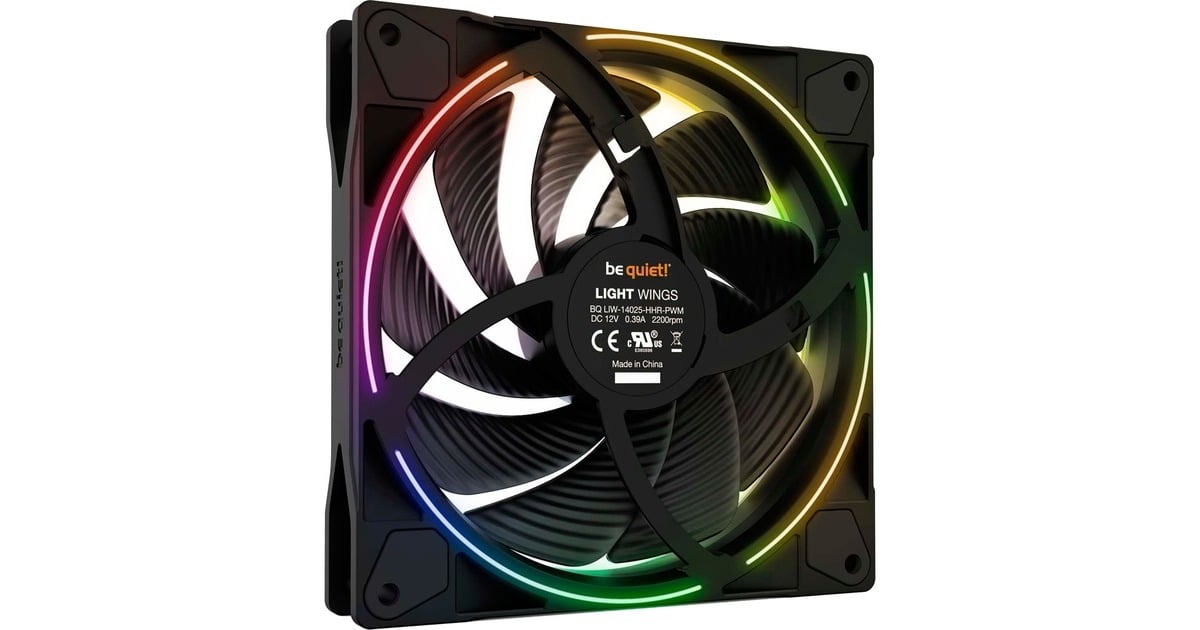 be quiet!Light Wings PWM high-speed RGB case fan  (Zwart, 140 x 140 x 25 mm)