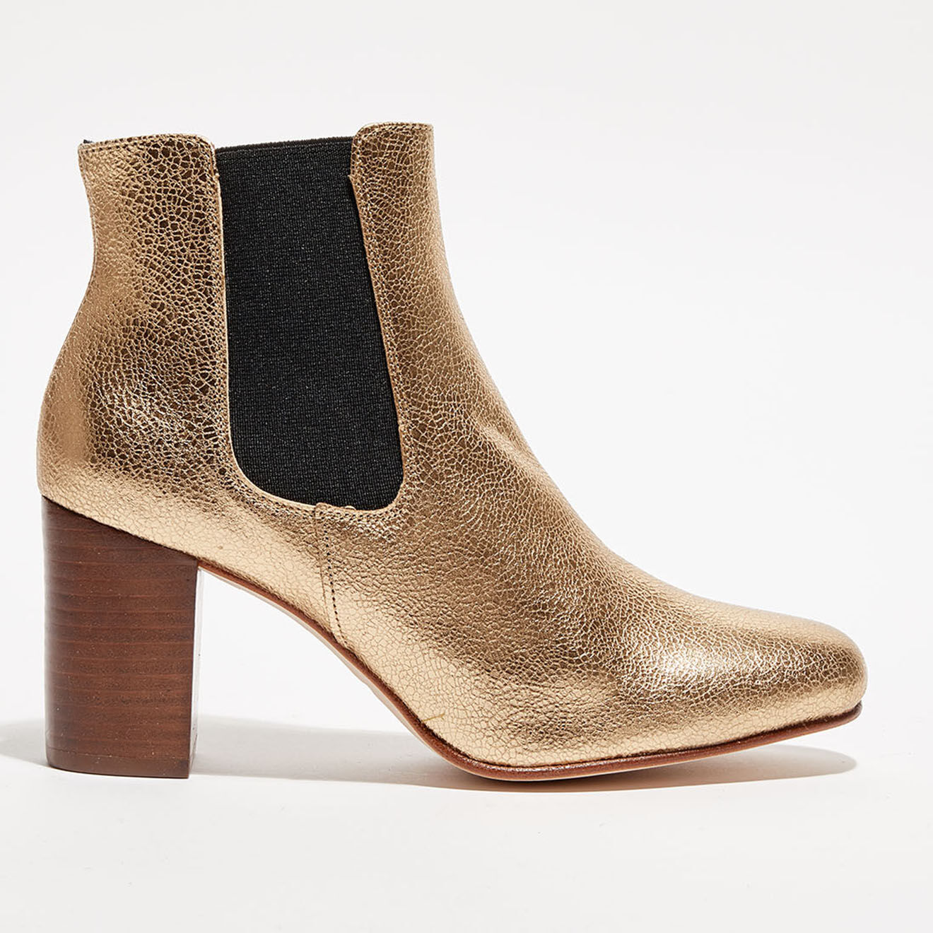 Anaki Chelsea Boots en Cuir Angele dorées - Talon 6,5 cm