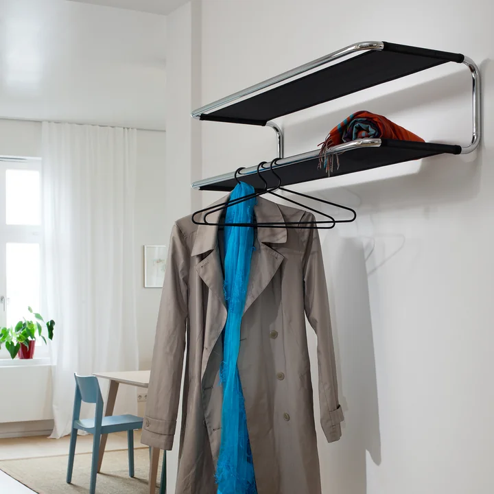 Thonet - S 1521 Garderobe / Schuhregal, Netzgewebe, schwarz