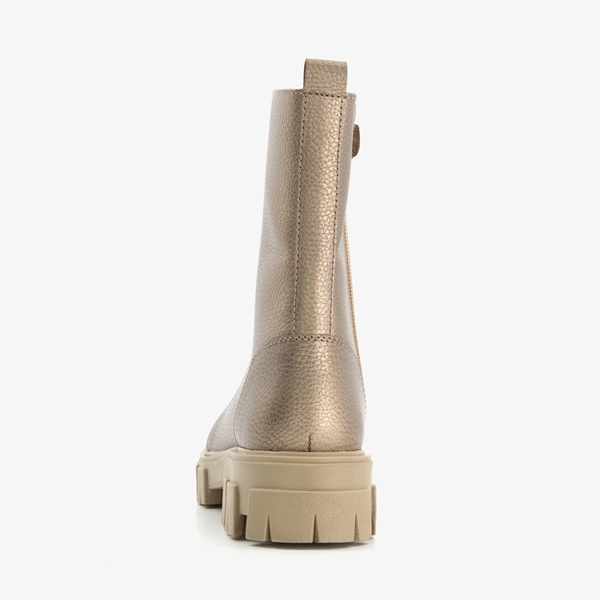 GROOT leren meisjes veterboots goud
