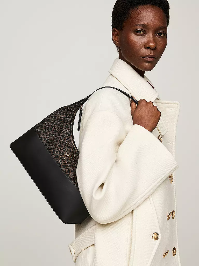 TOMMY HILFIGER Tasche - Hobo Bag TH JACQUARD schwarz