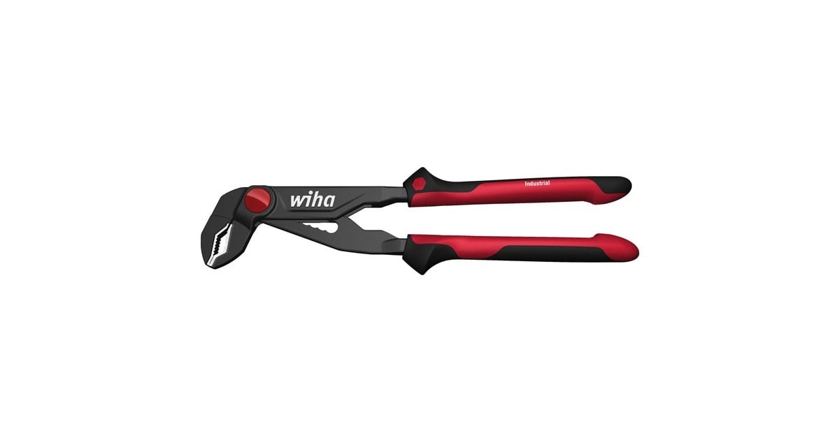 WihaWaterpomptang Industrial zweedse- / waterpomp-tang  (Zwart/rood, met drukknop)