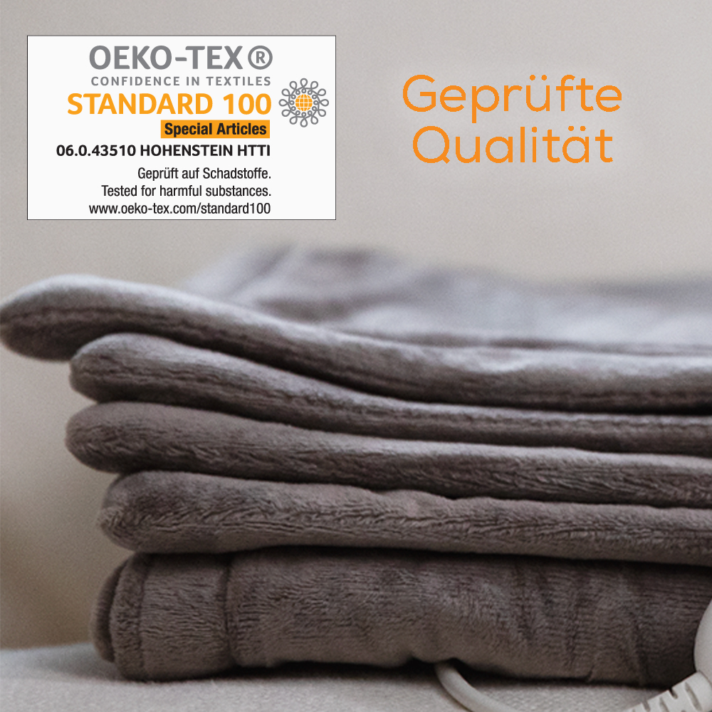 (200x150cm) HD 150 XXL Flausch Heizdecke Elektrische Wärmedecke mit 6 Hitzestufen (43105) - Nordic Taupe