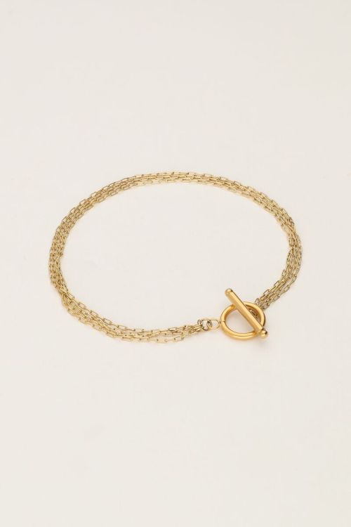 Minimalistische armband met 4 kettinkjes en slotje