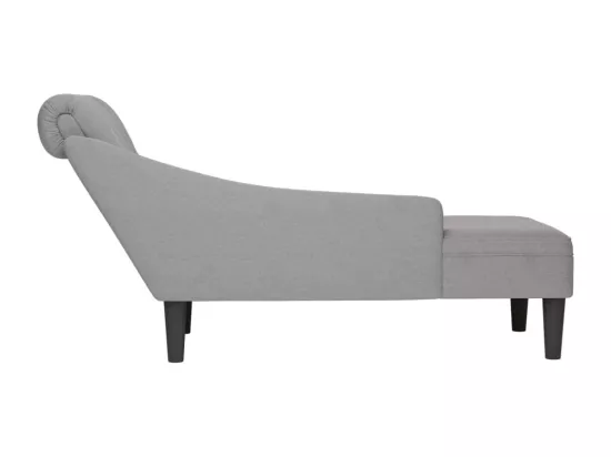 Fauteuil long avec coussin et accoudoir droit gris nuage tissu