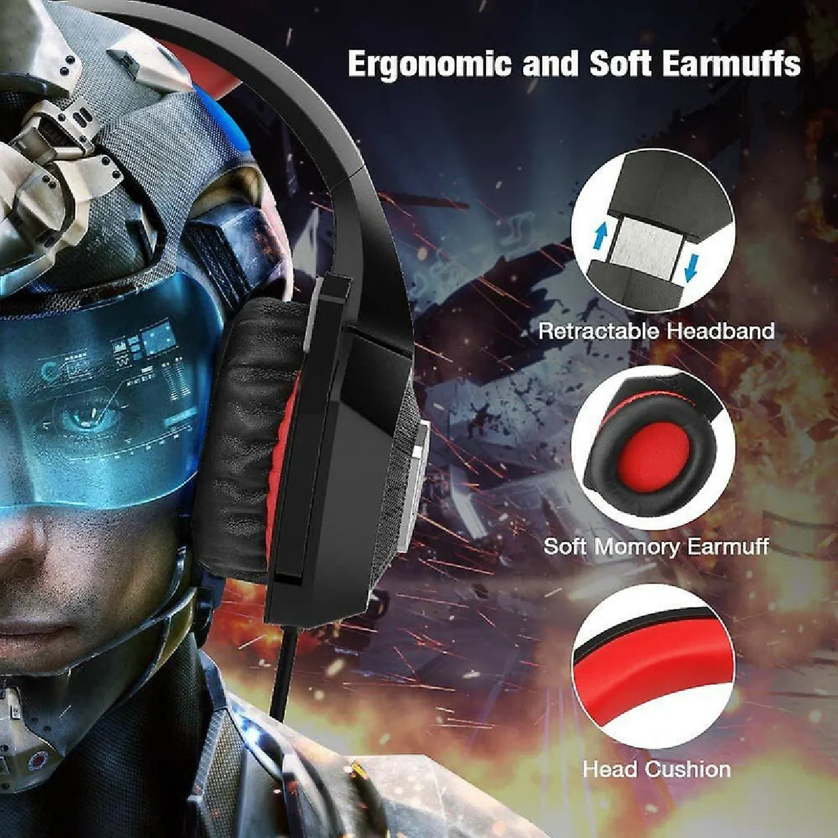 Chrono Casque de Jeu LED - Roux