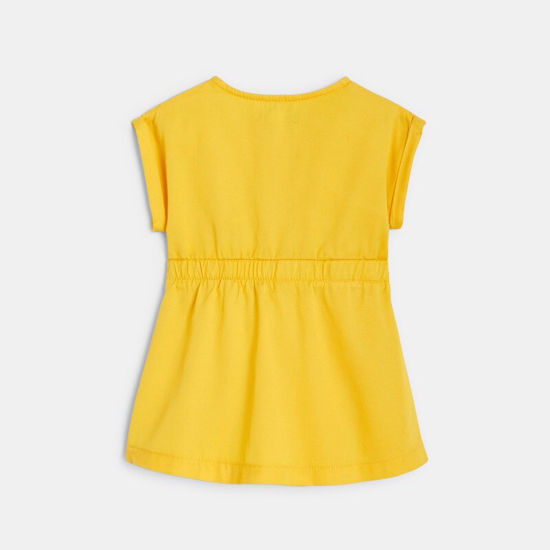 Robe chemise sans manches en twill jaune bébé fille Jaune