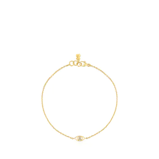 Pulseira TOUS Good Vibes em ouro e diamante com formato de olho.
