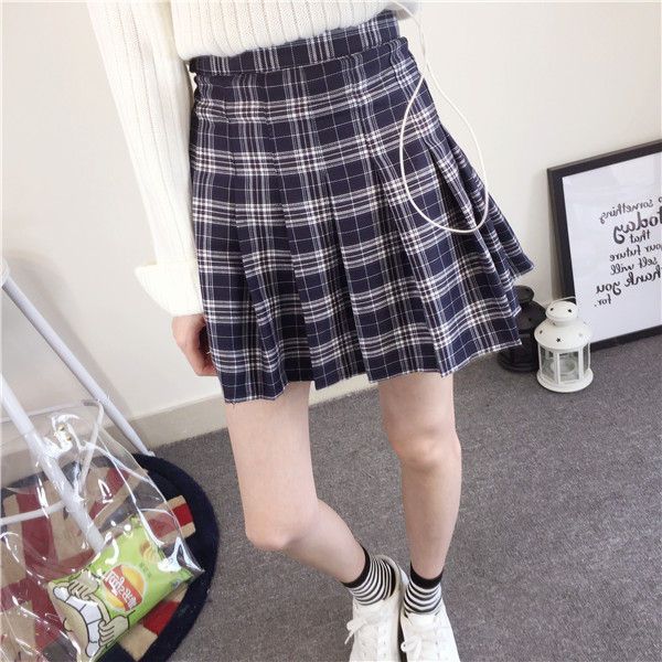 CosmoCorner - Geruite minirok met hoge taille en plooien