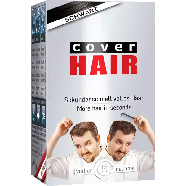 Haarverdichtung mit Schütthaar schwarz