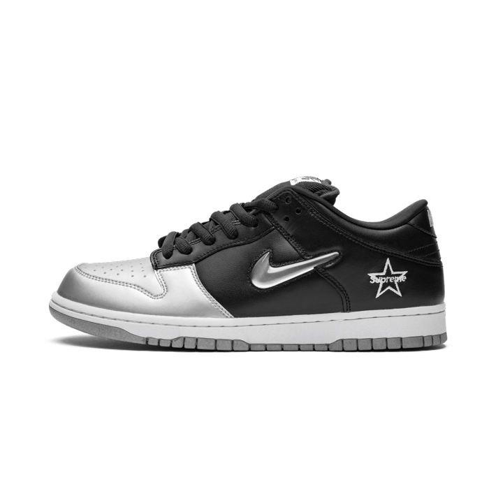 Nike SB Dunk Low OG QS Supreme Jewel Swoosh Silver Black
