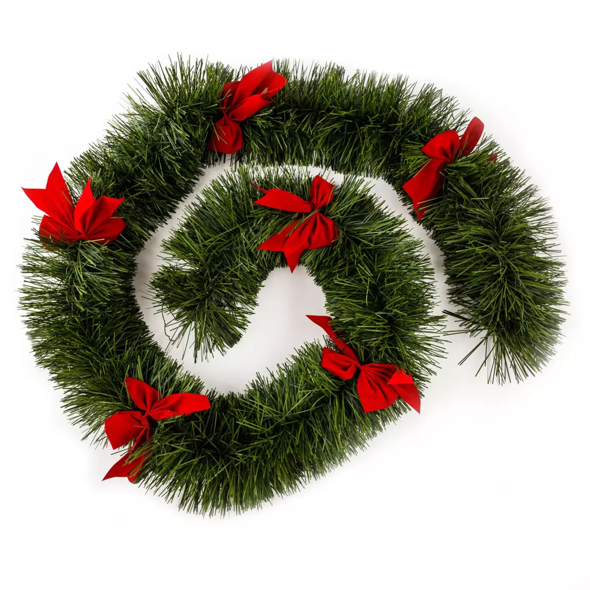 Guirlande de sapin (270 cm) Noeux Rouge