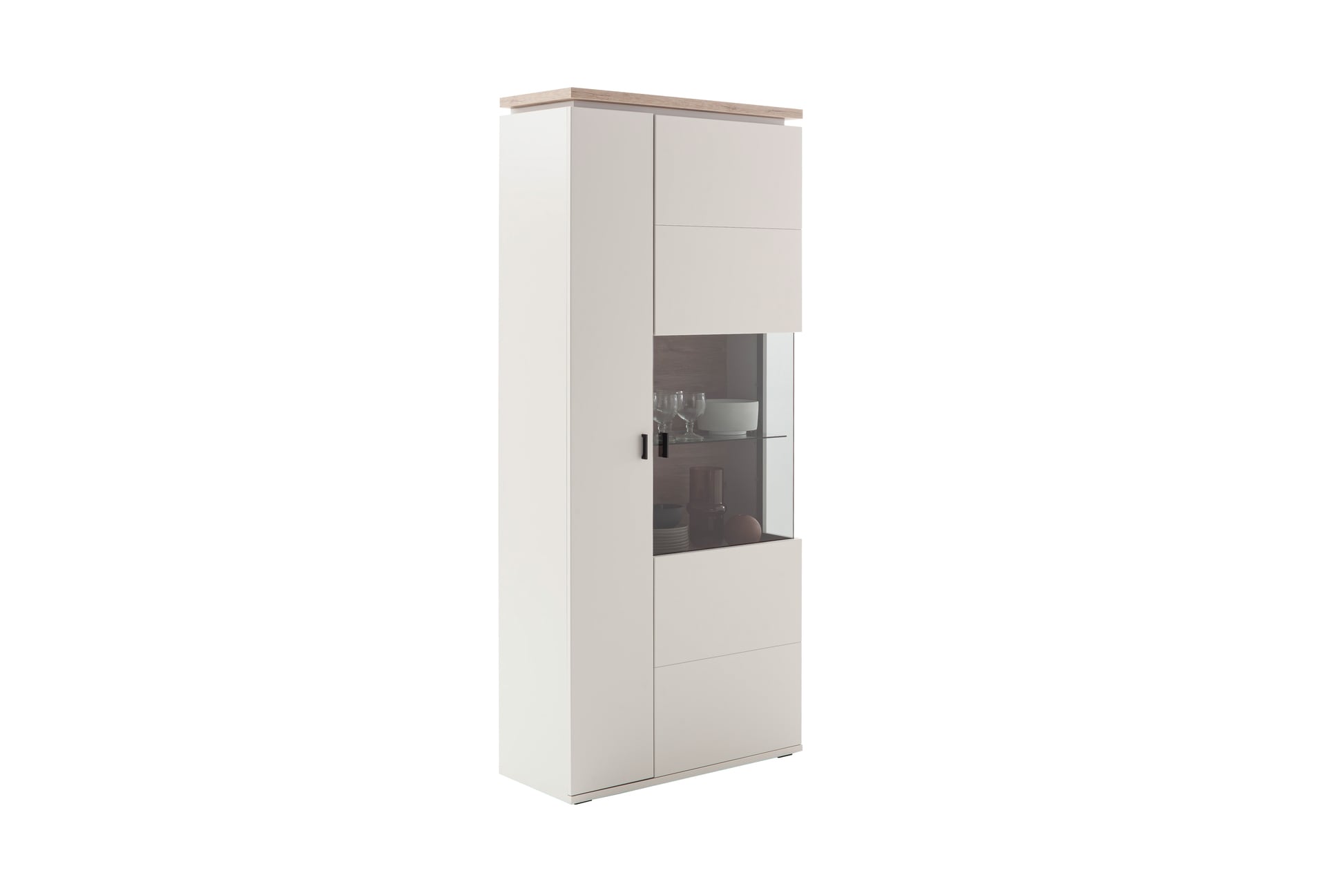 CASAVANTI Vitrine AMANTEA 90x207 cm Weiß / Viking Oak