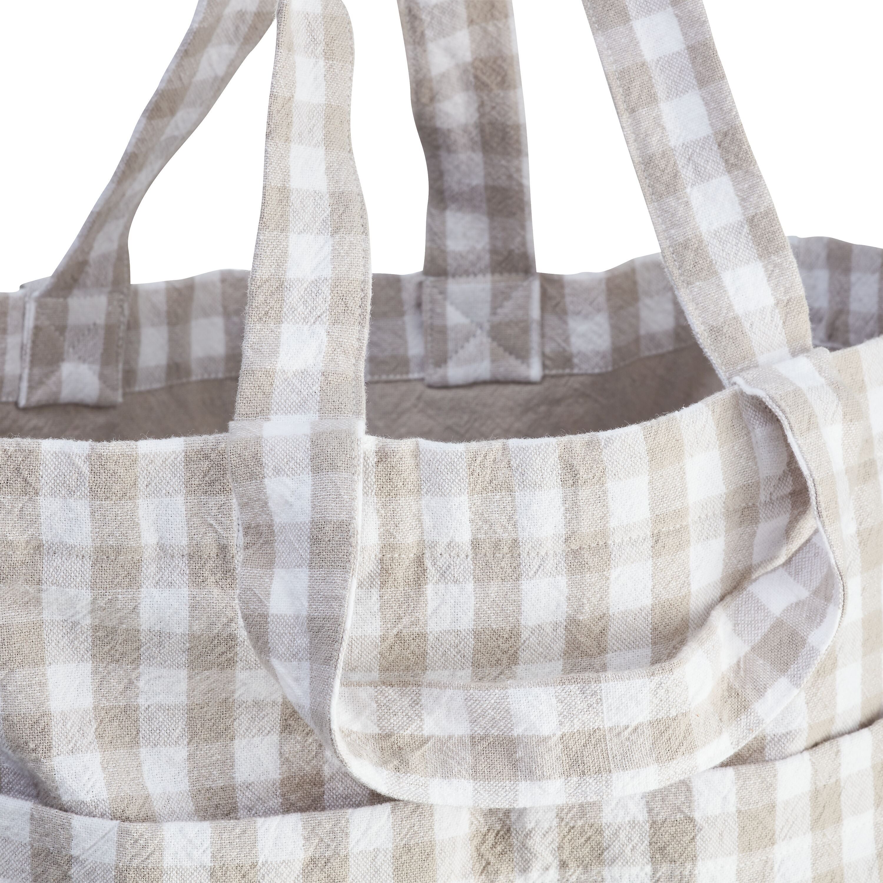 VICHY Einkaufstasche - Beige, Weiss / B: 35.0 cm x T: 11.0 cm x H: 43.0 cm