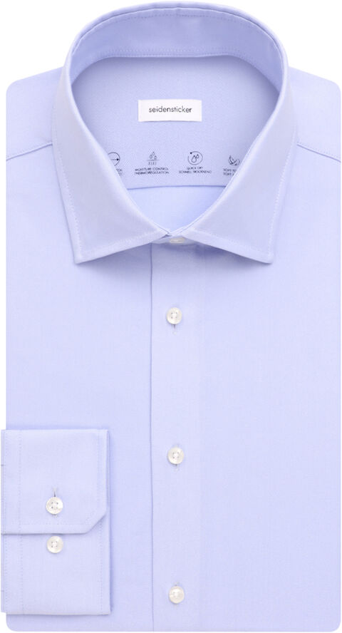 Seidensticker Performance shirt Slim Long sleeve Kent-Collar Uni Blue