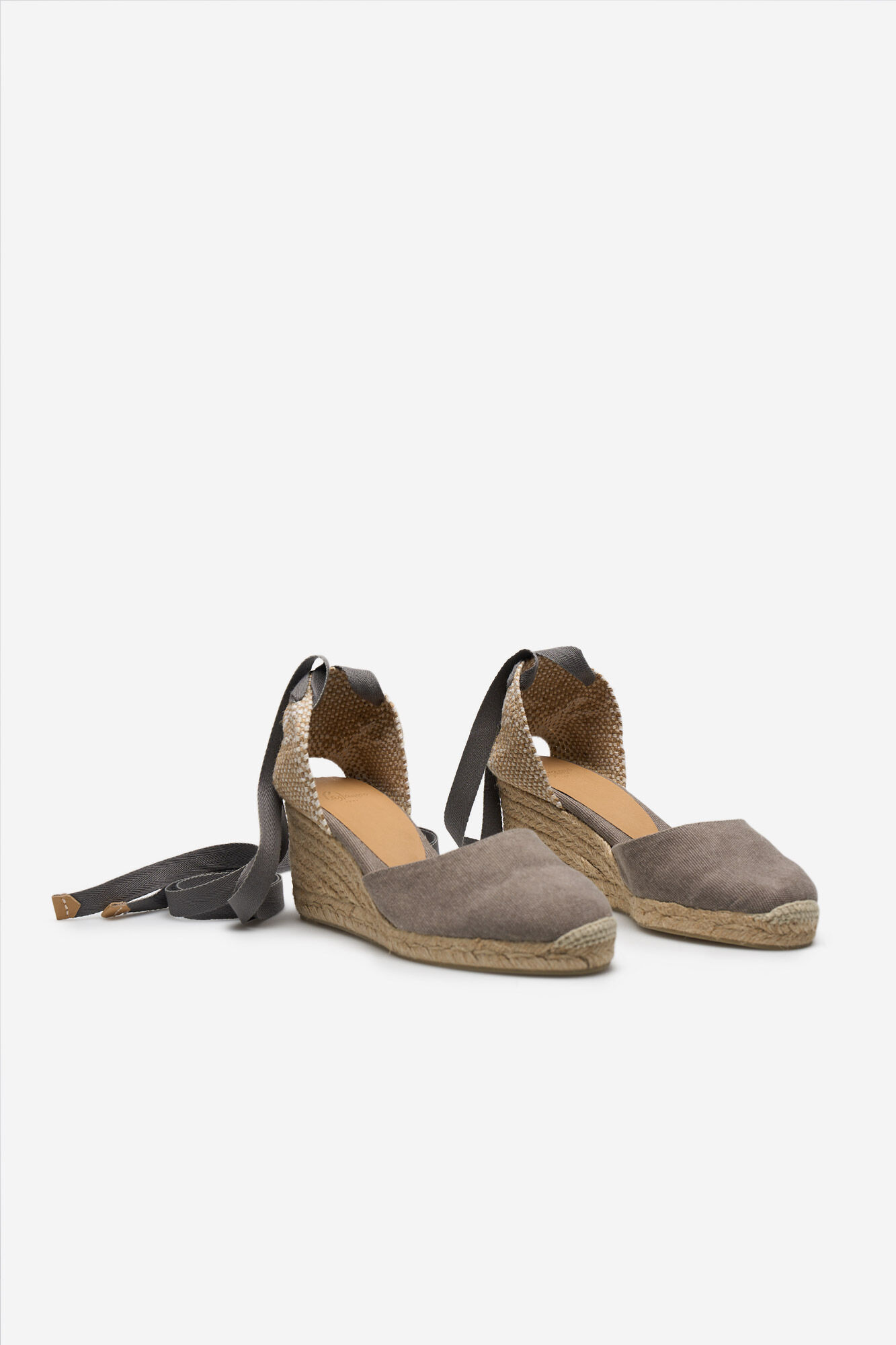 Espadrille Carina de lona com salto plataforma - Cinza