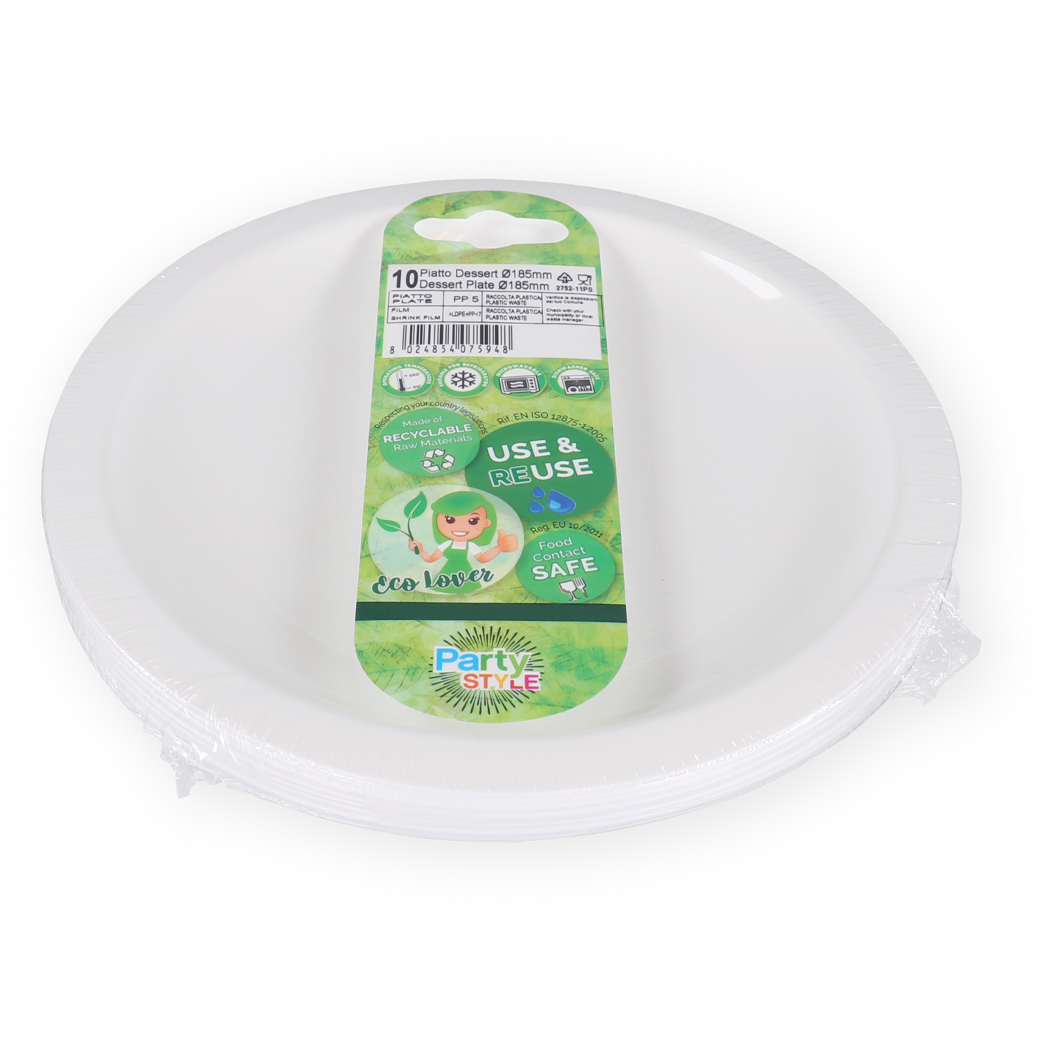 Goldplast Bord, dessertbord, Use & reuse, reusable, rond, 1-vaks, pP, Ø18cm, wit