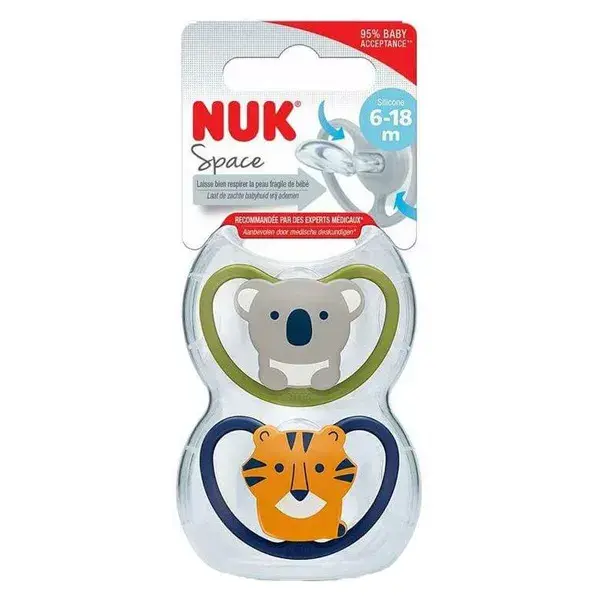 Chupeta Nuk Fisiológica de Silicone Espaço +6m Pacote com 2