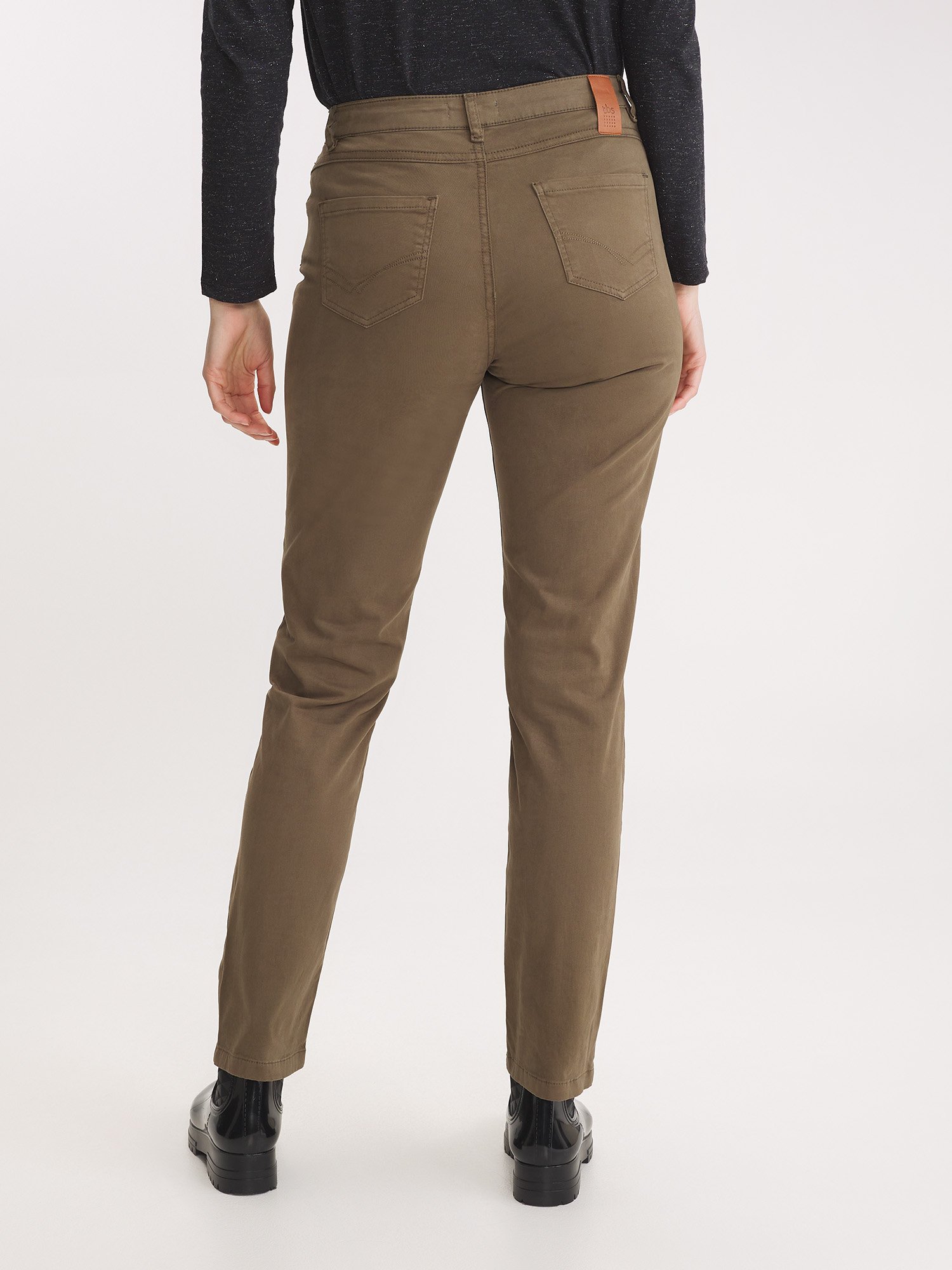 Pantalon Femme Coton Stretch Ceinture Elastique Kaki