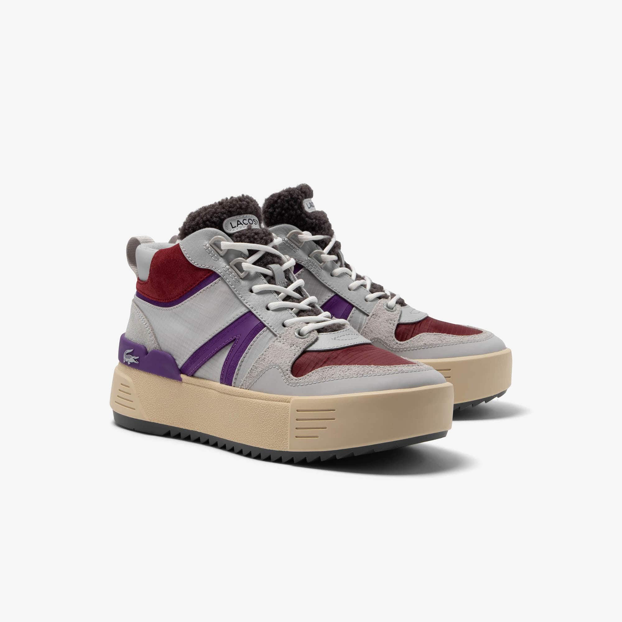 SneakerBoots L002 Winter Mid femme en cuir Outdoor - Gris - Lacoste - Femme