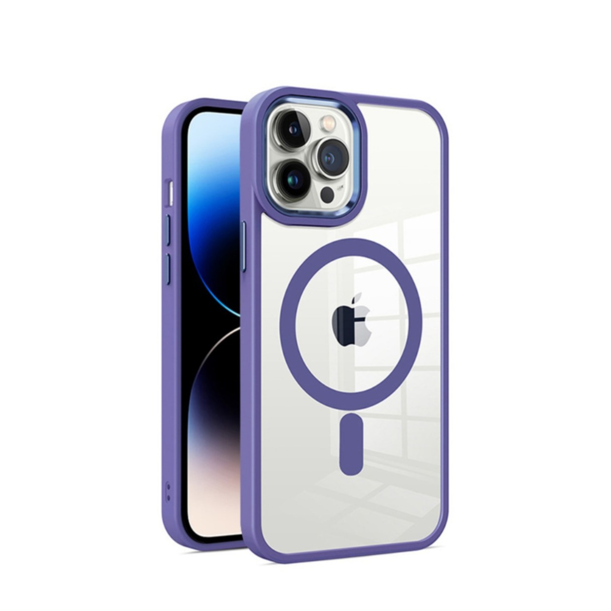 iPhone 14 Pro Max MagSafe Hybrid Hardcase Hülle   TPU Bumper - Dunkelviolett