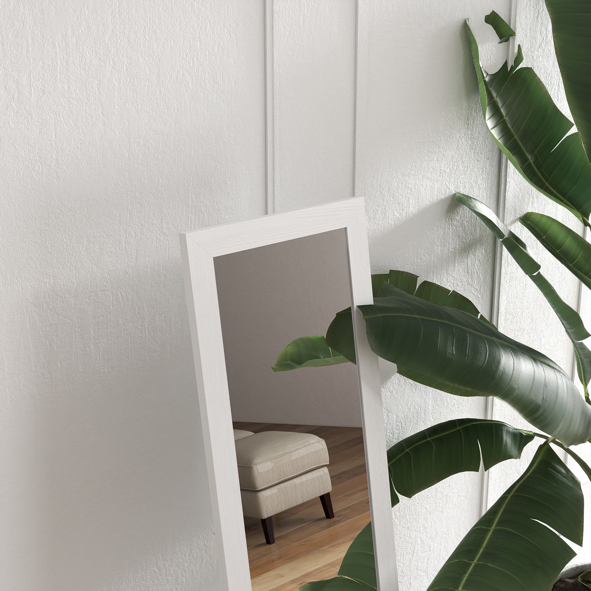 HOMCOM Ankleidespiegel mit Standfuß grau 37L x 40B x 155H cm