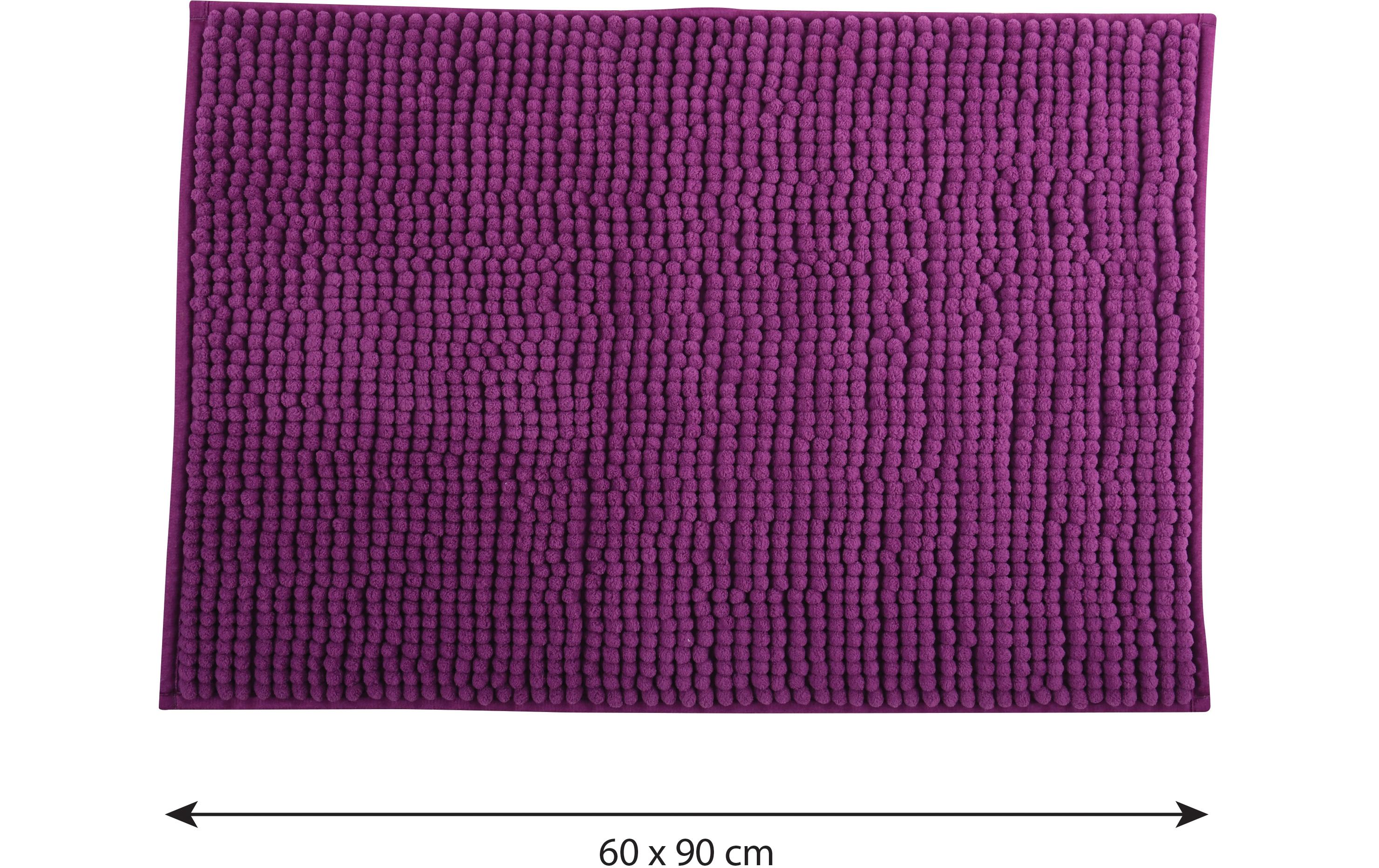 Badteppich Chenille 60 x 90 cm, ViolettBadematte mit rutschfester Unterseite